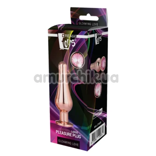 Анальная пробка с розовым кристаллом Gleaming Love Large Pleasure Plug, розовая