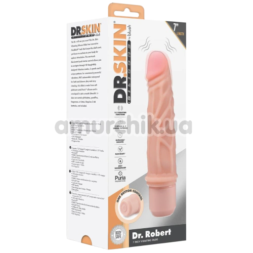 Вібратор Dr. Skin Silicone Dr. Robert 7, тілесний