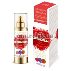 Массажное масло с феромонами Aphrodisiac Warming Massage Oil Attraction Red Fruits с согревающим эффектом - красные фрукты, 30 мл - Фото №1