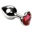 Анальная пробка с розовым кристаллом SWAROVSKI Silver Heart Pink-Rhodolite, серебряная