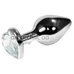 Анальная пробка с кристаллом SWAROVSKI Rosebud Heart Plug Clear, серебристая - Фото №1