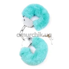 Наручники Boss Series Furry Cuffs, бирюзовые - Фото №1