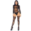Комплект Leg Avenue Truth Or Dare Bodysuit And Thigh Highs Set, чорний: боді + панчохи - Фото №2