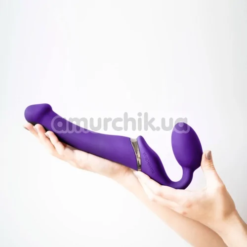 Безремневой страпон с вибрацией Strap-On-Me Vibrating Bendable Strap-On M, фиолетовый