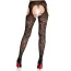 Колготки Leg Avenue Cross Hatch Floral Lace Suspender Hose, чорні - Фото №4