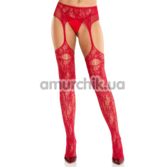 Колготки Leg Avenue Net Stockings With Attached Garter Belt, красные - Фото №1