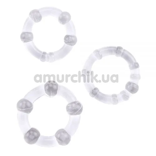 Набор из 3 эрекционных колец Get Lock Beaded Cockrings, прозрачный - Фото №1