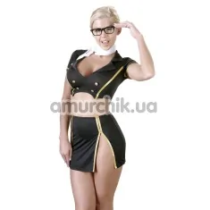 Костюм стюардессы Cottelli Collection Costumes чёрный: юбка + топ + шарфик - Фото №1