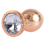 Анальная пробка с прозрачным кристаллом Matrix Mont Nebula Gold Gem Metal Plug M, золотая - Фото №1