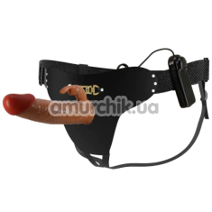 Полый страпон с вибрацией Pretty Love Harness Briefs Marion, коричневый - Фото №1
