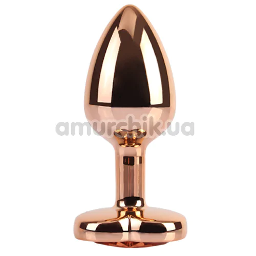 Анальная пробка с оранжевым кристаллом Matrix Mont Rose Gold Heart Butt Plug S, золотая