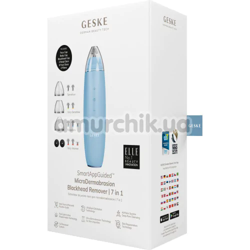 Мікродермабразійний пристрій для видалення чорних цяток Geske MicroDermabrasion Blackhead Remover 7 in 1, блакитний