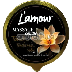 Массажная свеча L'amour Massage Candle Rain-Kissed Leather & Vanilla - кожа и ваниль, 70 мл - Фото №1