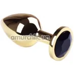 Анальна пробка з чорним кристалом SWAROVSKI Gold Black Diamond Middle, золота - Фото №1