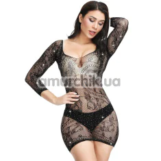 Платье Star Night Net Snake Rhinestone Mini Dress, черное - Фото №1