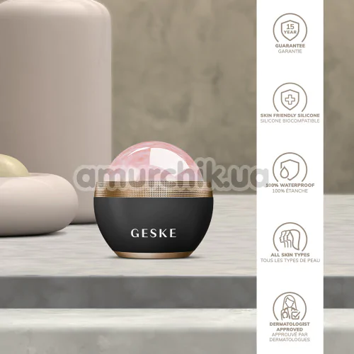 Шариковый массажер для лица Geske Rose Quartz Depuffing Sphere 7 in 1, черно-золотой