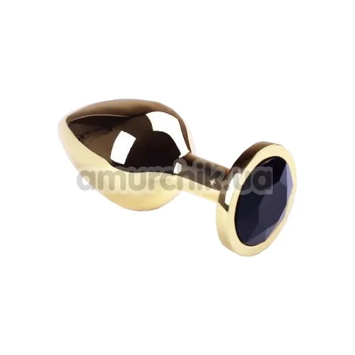 Анальна пробка з чорним кристалом SWAROVSKI Gold Black Diamond Middle, золота