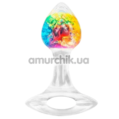Анальная пробка Crystal Oval Base Butt Plug Small, разноцветная - Фото №1