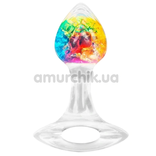 Анальная пробка Crystal Oval Base Butt Plug Small, разноцветная - Фото №1