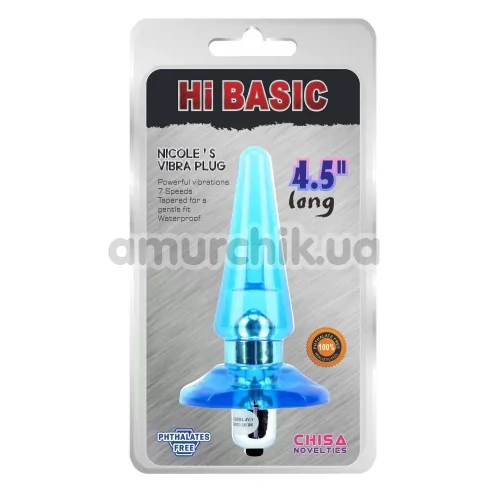 Анальна пробка з вібрацією Hi Basic Nicole's Vibra Plug, блакитна