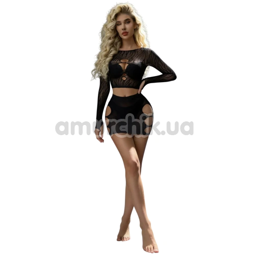 Комплект Star Night Sexy Hollow Out Set, черный: топ + юбка