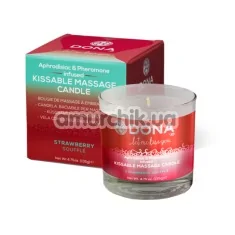 Свеча для массажа Dona Let Me Kiss You Kissable Massage Candle Strawberry Souffle - клубничное суфле, 135 мл - Фото №1