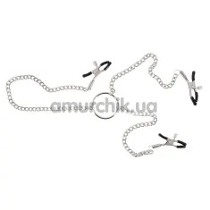 Зажимы для сосков и клитора Nipple and Clit Chain, серебряные - Фото №1