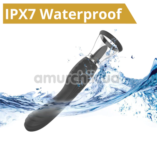 Симулятор орального секса для женщин с вибрацией Sweet Play Clitoral Licking Tongue And Vibrator 2in1 A6, черный