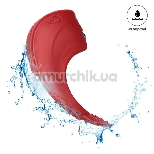 Виброкольцо для члена с электростимуляцией FoxShow Silicone Vibrating Ring With Electro Stim, красное