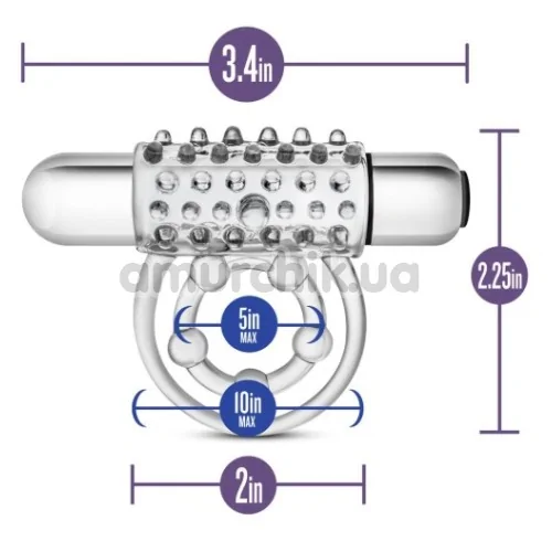Виброкольцо Stay Hard Vibrating Super Clitifier, прозрачное
