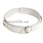 Нашийник з трьома колечками подвійний sLash Slave Leather Collar, білий - Фото №1