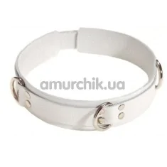 Ошейник с тремя колечками двойной sLash Slave Leather Collar, белый - Фото №1