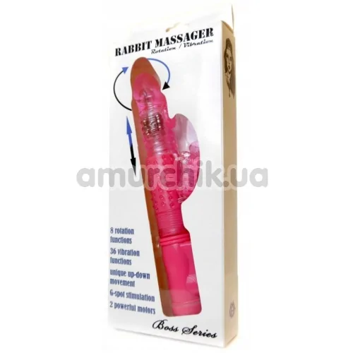 Вібратор із ротацією Boss Series Rabbit Massager O Vai E Vem, рожевий