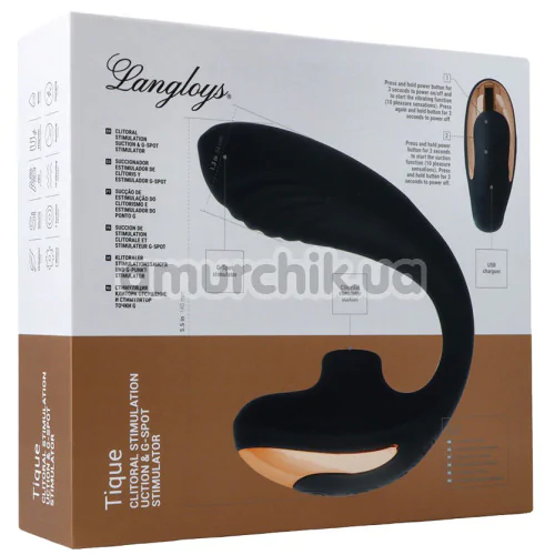 Вібратор з вакуумним стимулятором Langloys Tique, чорний