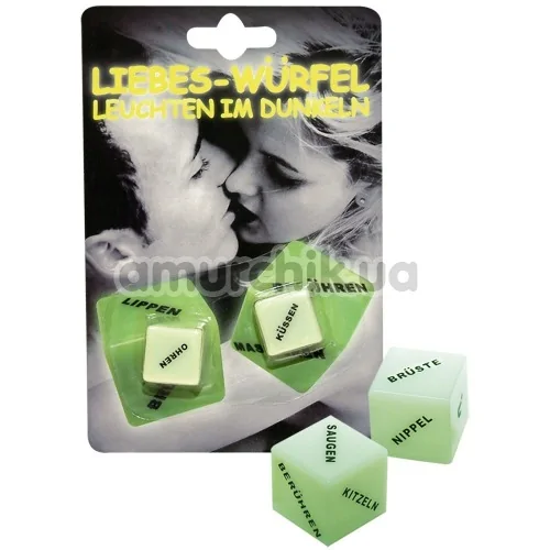 Секс-игра кубики Glow in the Dark Love Dice немецкая версия, светящиеся в темноте
