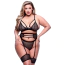 Комплект 3 Piece Strappy Bra, Garter and Panty Set, черный: бюстгальтер + трусики-стринги + пояс для чулок - Фото №3