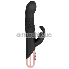 Вибратор с толчками Rosy Gold Nouveau Thrusting Rabbit, черный - Фото №1