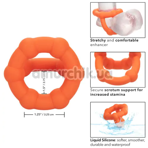 Эрекционное кольцо для члена Alpha Liquid Silicone All Star Ring, оранжевое