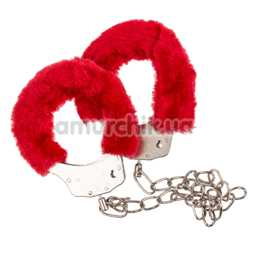 Фиксаторы для ног Furry Leg Cuffs 65 cm, красные