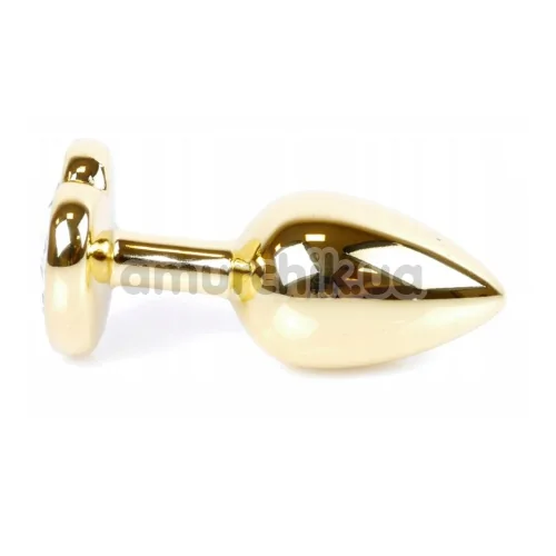 Анальна пробка із чорним кристалом Exclusivity Jewellery Gold Heart Plug, золота