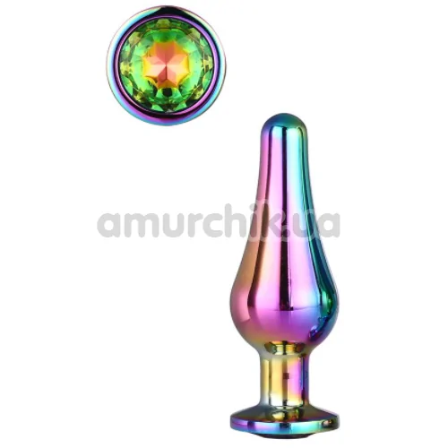 Анальная пробка с радужным кристаллом Gleaming Love Medium Pleasure Plug, радужная