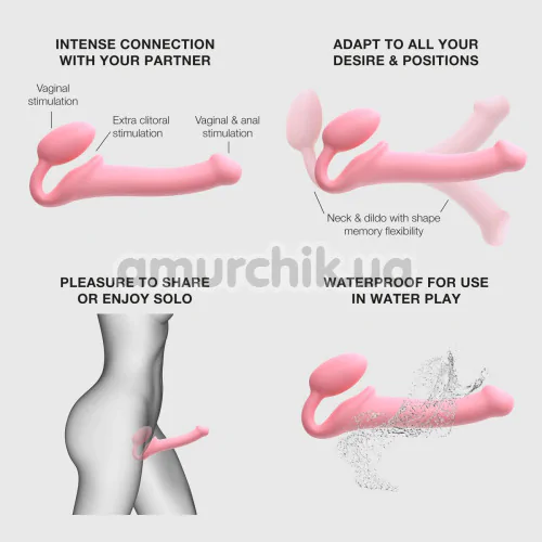 Безремневой страпон Strap-On-Me Silicone Bendable Strap-On XL, розовый
