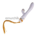 Вибратор с пульсацией и флоггером Lockink Sevanda Clitoris Suction Vibrator With Whip, белый - Фото №1