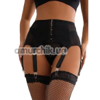 Комплект Star Night Crotchet Garter Belt, черный: пояс для чулок + трусики-стринги - Фото №1
