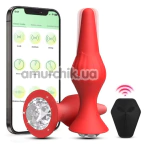 Анальна пробка з вібрацією App Controlled Vibrating Butt Plug Rose Vibrating With Remote, червона - Фото №1