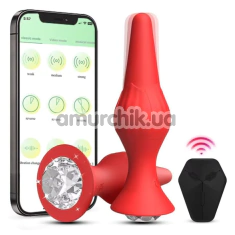 Анальная пробка с вибрацией App Controlled Vibrating Butt Plug Rose Vibrating With Remote, красная - Фото №1