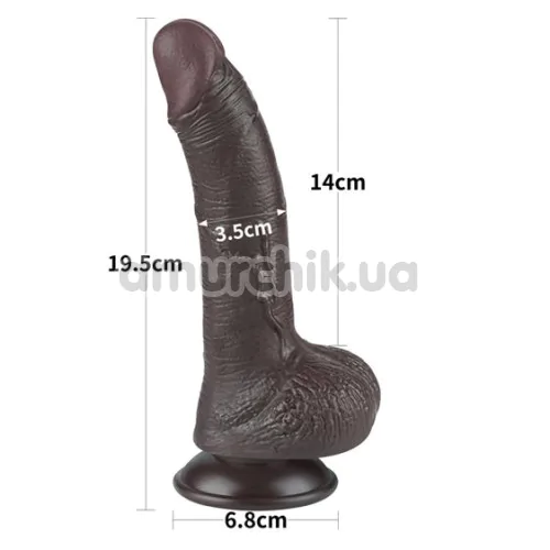 Фаллоимитатор Sliding-Skin Dual Layer Dong 7.5 с изогнутым стволом, коричневый