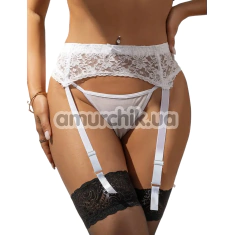 Комплект Star Night Lace Garter Belt, белый: пояс для чулок + трусики-стринги - Фото №1