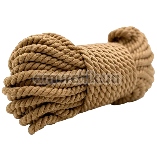 Мотузка для бондажу з металевими наконечниками DS Fetish Jute 15 м, бежева