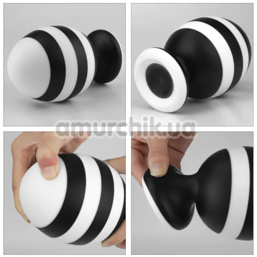 Анальна пробка Love Toy X-Missioner Butt Plug 5.5, чорно-біла